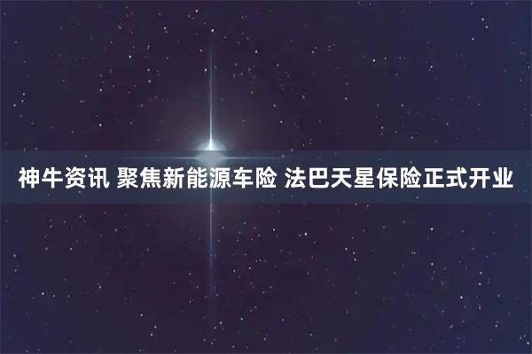 神牛资讯 聚焦新能源车险 法巴天星保险正式开业